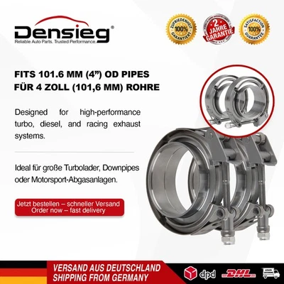 Densieg 2x Giunto VBand e Flangia Acciaio Inox 101,6mm Scarico Turbo Kit - Immagine 1 di 4
