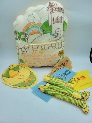 Vintage Cut-N-Sew Fabric Panel Pocket Pillow UNFINISHED HUMPTY DUMPTY Soldiers  - Image 1 of 3