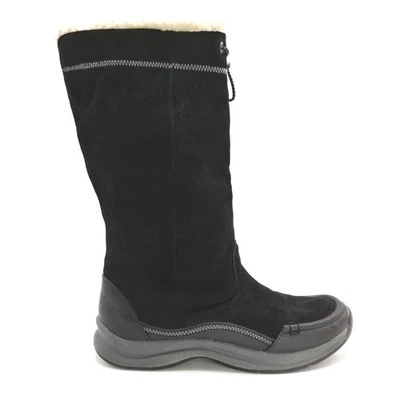 Lands End Boots Womens Shoes Winter Black Suede Leather Tall 456536 Sherpa 10 - Image 1 of 4