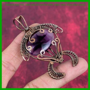 Star Amethyst Stone Sisters Gift Wire Wrapped Tortoise Pendant Jewelry Copper - Picture 1 of 6
