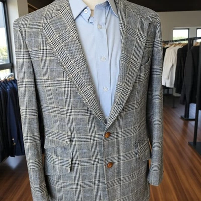 Blazer De Colección Años 60 Chaps Ralph Lauren 40L Tweed Suave Tres Rollos Dos Bolsillos para Billetes Foto 1 de 4