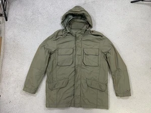 Tommy Hilfiger Jacket Mens Large Green Hooded Parka Utility Pockets Outdoor Coat - Picture 1 of 15