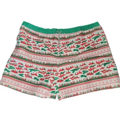 Magellan Outdoors Christmas Swim Trunks Novelty Cabins Deer Holiday - Image 1 of 4