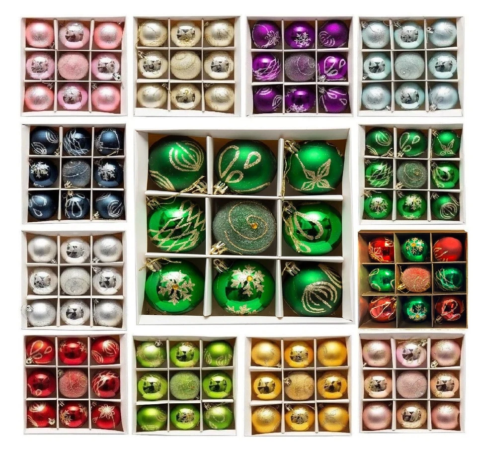 9 x 60mm Luxury Premium Glitter Baubles Christmas Tree Decoration Bauble Balls - Image 1 of 1