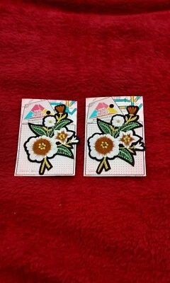 1 pr of  flowers Iron On Patches, 1 swallow/rose,1 pr of sew on roses, 1 flower - Image 1 of 4