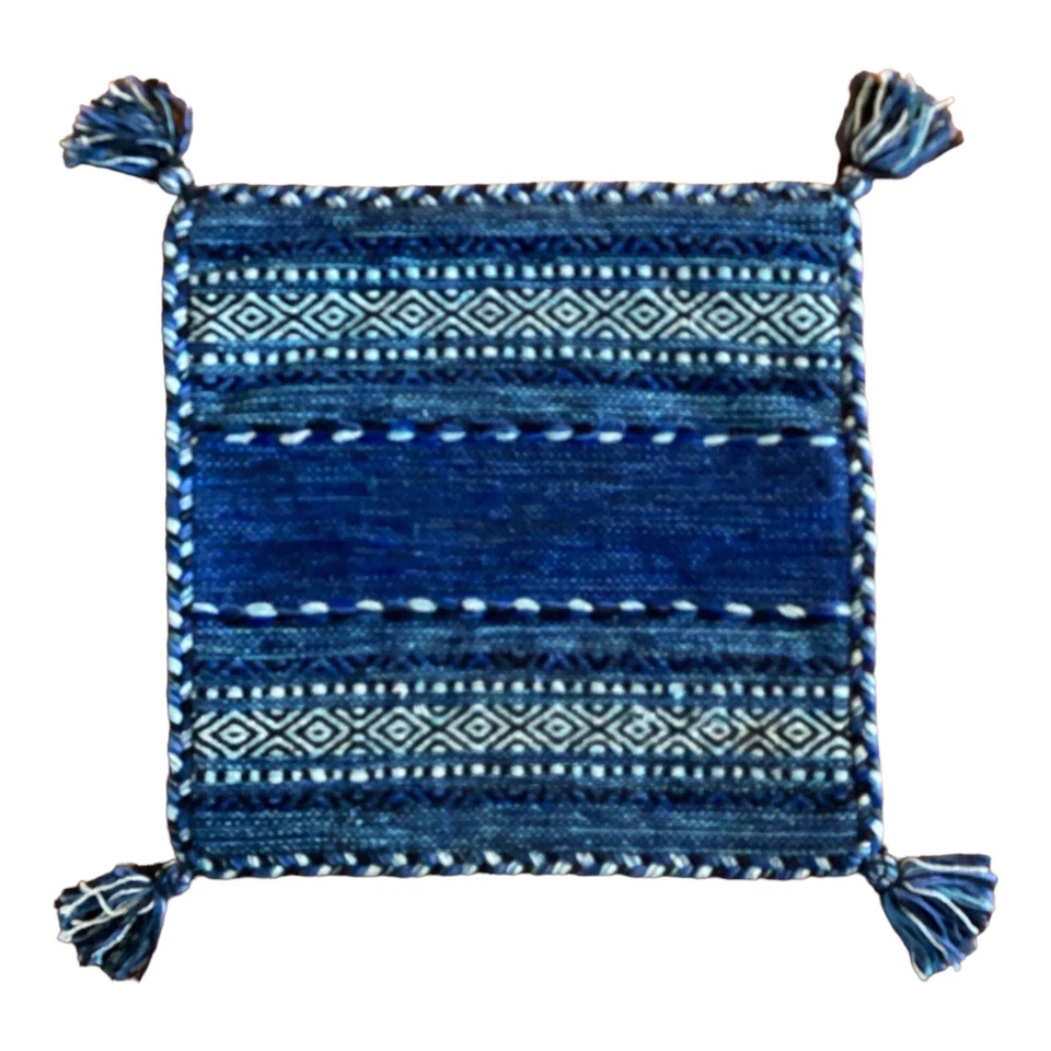 Surya Aztec Southwestern Boho Pillow Sham Cover Cotton Weave Tassels Blue - Изображение 1 из 4