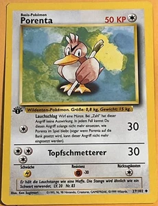 POKEMON Card 1999 GERMAN BASE 1st Edition PORENTA Farfetch'd #27/102 Uncommon VG - Picture 1 of 2