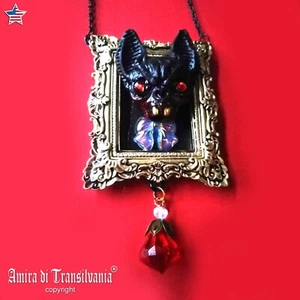 Necklace Jewelry Locket Chain Bat Vampire Dracula Transylvania Castle Pendant - Picture 1 of 24