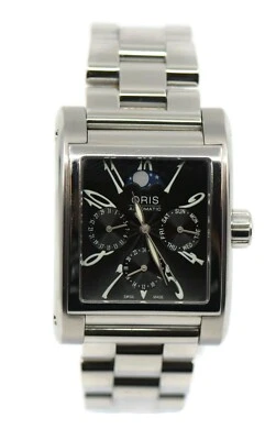 Oris Rectangular Moon Phase Stainless Steel Watch 7528 - Image 1 of 3