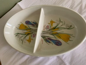 Vtg/OLD STAMP Portmeirion Botanic Garden Crocus Divided Serving Dish - Picture 1 of 5