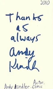 Andy Kindler Schauspieler Comic Komiker TV handsignierte signierte Karteikarte - Bild 1 von 1