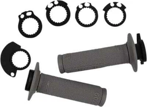 Empuñaduras de bloqueo de manillar Kawasaki KX125 KX250 KX500 1974-08 Progrip 709 GRIS - Imagen 1 de 1