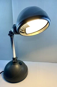 Desk Lamp Dark Pewter Green Adjustable Retro Table Light With Power & Phone Jack - Picture 1 of 23