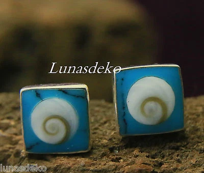 Shiwa Auge in Türkis in Echt Silber gefasst 9 x 9 mm - Bild 1 von 2