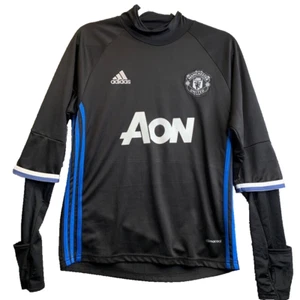 Vintage Adidas Manchester United Trikot Herren S Climacool Langarm Schwarz/Blau AON - Bild 1 von 15