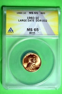 1960 ANACS MS65 RD Lincoln Memorial Cent #B27344 - Picture 1 of 2