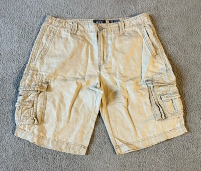 Pantalones cortos cargo con hebilla negros mezcla de lino tostado para hombre - talla 36 Foto 1 de 4