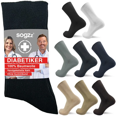 6-24 Paar SOGZZ® Diabetiker Socken 100% Baumwolle ohne Gummi / Naht Herren Damen - Bild 1 von 4