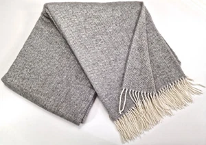 Wolldecke 100% Schurwolle Wohndecke Plaid Decke 140x200cm Grau - Bild 1 von 5