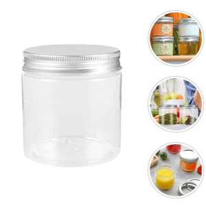 4 Pcs Small Canning Jars Wide Mouth Mason Tea Wide-mouth Bottle Pet - Picture 1 of 12