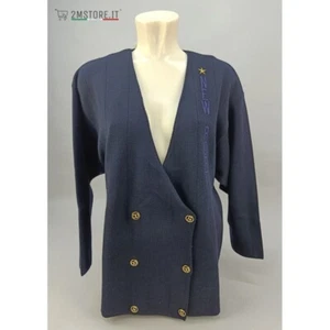 Cardigan Pullover Giacca FERRANTE New Port Ocean Blu Made in italy Vintage 90 - Foto 1 di 7
