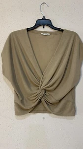 Zara Tan Cotton Crop Twist knot front Women’s Top size Large Gipssy, Y2K Urban - Picture 1 of 8