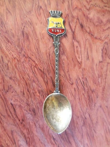 Roma Italy Original vintage silver 800 souvenir spoon with enamel topper#CD - Picture 1 of 8