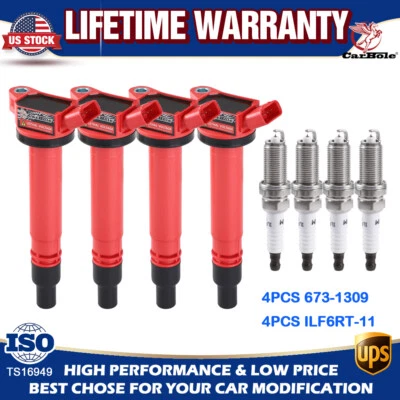 4X Ignition Coils + 4X Spark Plugs For Lexus GX460 IS350 LS460 Toyota 4Runner US — 第 1/4 张图片