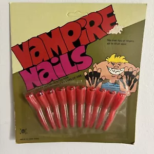 Vtg Vampire Nails Red Tips IMAGINEERING Novelty Gag Gift Halloween Prop NOS OLD - Picture 1 of 6