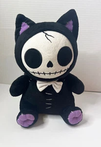 FurryBones Black Voodoo Kitten Cat w/ Bowtie 10" Plush Goth Skeleton Halloween - Picture 1 of 2