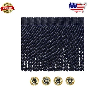 Elegante ribete de flecos azul marino oscuro de 5 yardas - diseño de poliéster duradero de 6 pulgadas - Imagen 1 de 2