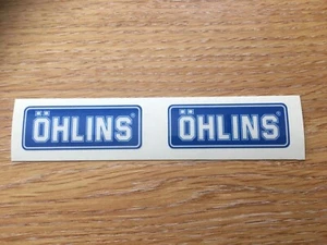 Ohlins Fork Shock Stickers Motorbike Motorcycle Vinyl Laminated Decals x2 Blue - Picture 1 of 1