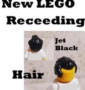 New LEGO Jet Black wig Widows Peak Black Hair Receding Hair Lines Sides Top Men - Picture 1 of 1