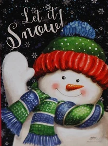 "Snow Time Snowman" Decorative Winter Garden Flag 18"x12.5 by Briarwood Lane - Picture 1 of 6