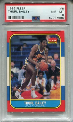 1986 Fleer #6 Thurl Bailey PSA 8 NM-MT Utah Jazz - Image 1 of 2