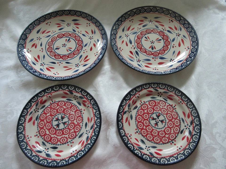 Temp-tations Fireworkfetti 8 platos de cena y 6 ensaladas rojo, blanco y azul, juego de 8 piezas Foto 1 de 4