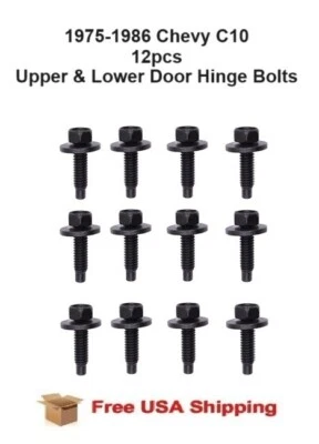 For 1975-1986 Chevy C10 Upper & Lower Door Hinge Bolts 12pcs FREE SHIPPING - Image 1 of 3