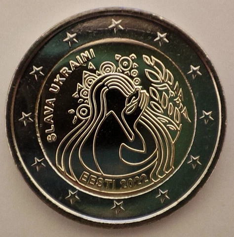 Estonia 2 euro coin 2022 Slava Ukraini UNC Cover