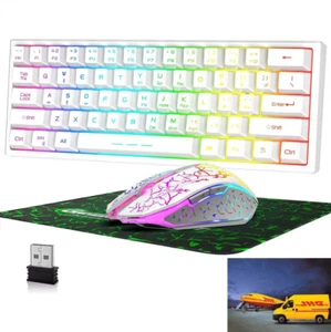 Wireless Gaming Tastatur und Maus Combo Set 3800 mAh Regenbogen LED Leise Maus - Bild 1 von 30