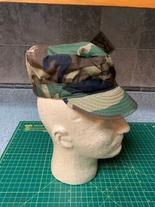 Equa Industries Woodland Camo Cap 8415-01-134-3175 Size 6 3/8 Green FOLD DOWN ++ - Picture 1 of 4