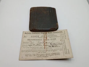 Railway Employer Privilege Ticket Association Membership Card 1937 Leather Pouch - Picture 1 of 24