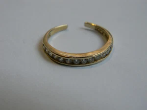 14K Yellow Gold Adjustable Channel-Set Band Toe Ring with Round Cz's - Picture 1 of 8