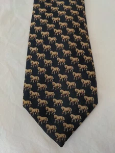 Lanvin Seidenkrawatte Clydesdale Pferdemuster Muster schwarz Made in Italy - Bild 1 von 7