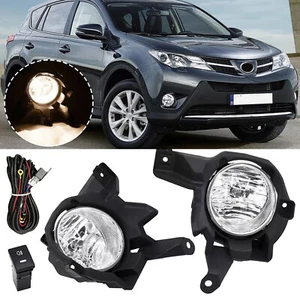 Fit 2013 2014 2015 Toyota RAV4 Pair Front Bumper Fog Lights Lamp w/Bulb+Switch - Picture 1 of 17