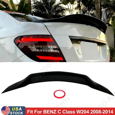 Fits Mercedes Benz W204 C250 C300 2008-14 Duckbill Trunk Spoiler Lip Gloss Black - Image 1 of 4