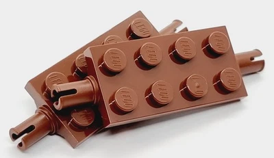 LEGO 2 x Platten Platte Achsplatte Pin 2x4 braun TOP - Bild 1 von 4