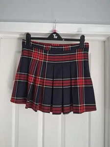 Next checked tartan short kilt skirt navy blue red size 12 - Picture 1 of 7