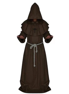Friar Medieval Hooded Monk Renaissance Priest Robe Costume Cosplay - Picture 1 of 4
