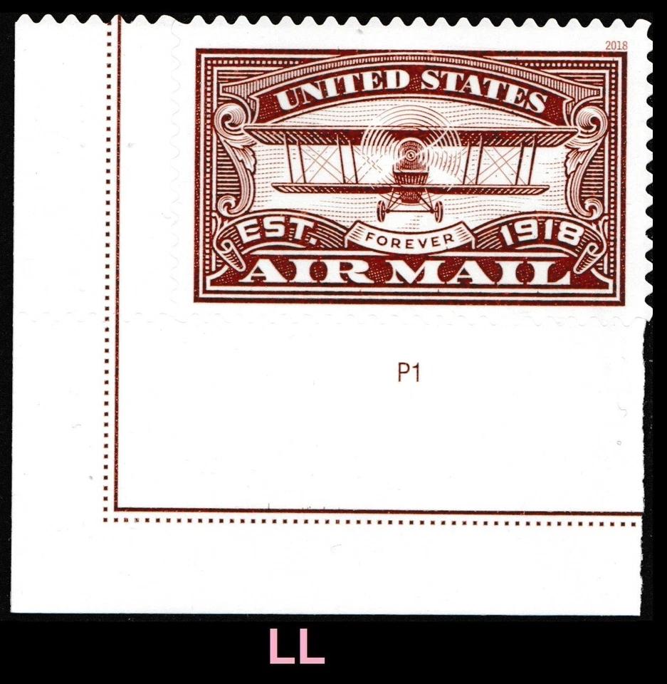 US 5282 Centennial Air Mail Red F plate single LL MNH 2018 - Image 1 of 1