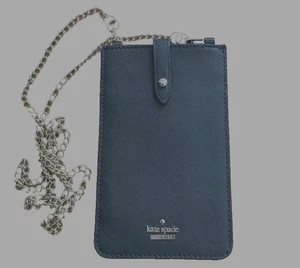 Kate Spade NY Black Leather Gold Chain Phone Wallet Sleeve Crossbody - Picture 1 of 7